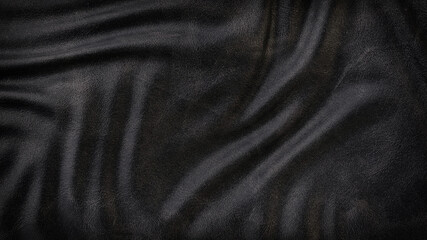 Fototapeta premium Black luxury wrinkled folded leather texture background.