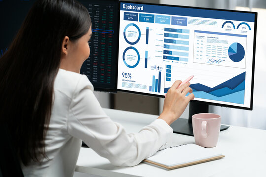 Business data dashboard provide business intelligence analytic for marketing strategy planning brisk with big data set to analyze customer demands and foreseeing business future