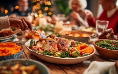 Obraz premium Family Potluck Gathering Celebrating Queer Chosen Families with Diverse Dishes