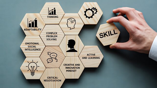 Professional skill development and competency growth business concept