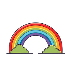 Naklejka premium Colorful rainbow with clouds in flat design