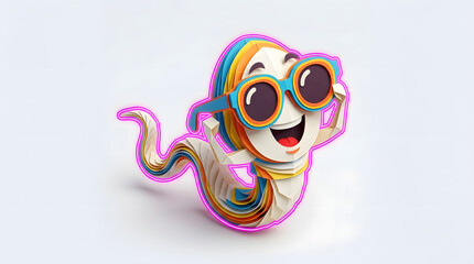 Fototapeta premium Playful Paper Quilling Sperm Character with Sunglasses for Fertility Clinic Marketing and Educational Content