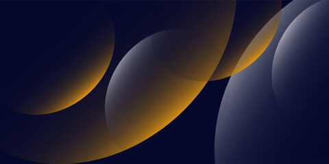Navy blue abstract background with halftone golden lines delicate pattern. Small light spot box. Curve line, cosmic galaxy space. Festive BG for social media, birthday party invitation. © Aril