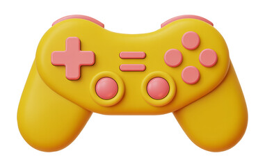 Playful 3D Gaming Joystick Clipart in Bright Yellow and Soft Pink Colors for Digital Design © BiswajeetM.
