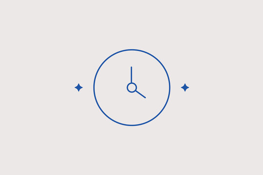 Round wall clock dial layout line icon for office time schedule, business productivity tool, deadline planner app. Classic vector illustration for corporate organization.
