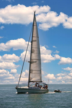 Yacht under sail in Phang Nga Bay, Phuket, Thailand