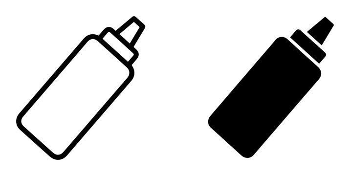 Black and white bottle icons, empty and filled, simple vector graphics