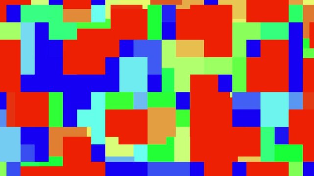 Dynamic abstract geometric motion background, with shifting colorful, rectangles and squares