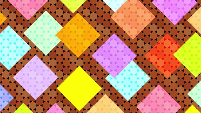 Geometric Patterns With Floating Colorful Squares 4K