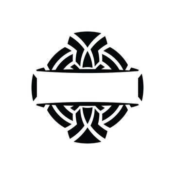 Tribal Radial Split Circle Monogram Frame, Geometric Sun Knot Text Banner Vector