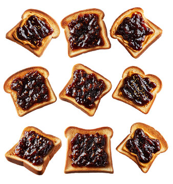 Vegemite Toast bread slices with thick chocolate spread, isolated on white background, concept of Australia breakfast or snack