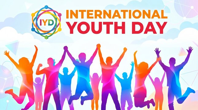 Vibrant illustration celebrating international youth day with diverse group