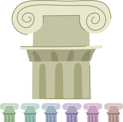 Naklejka premium pillar column ancient cartoon. roman antique, building architecture, greece rome pillar column ancient sign vector