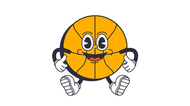 Basketball Character retro animation Alpha chanel 4K Loop
