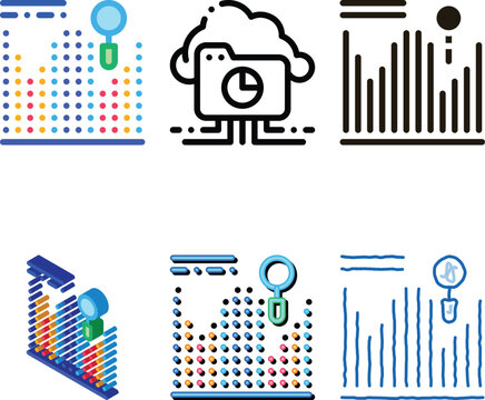 Statistician Market Research Icon concepts Thin Line Vector. Points Scatter Plot Magnifier, Statistician Tracking Table Color Symbol