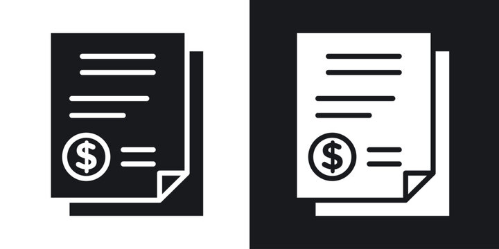 Bills icons in solid black and white collection