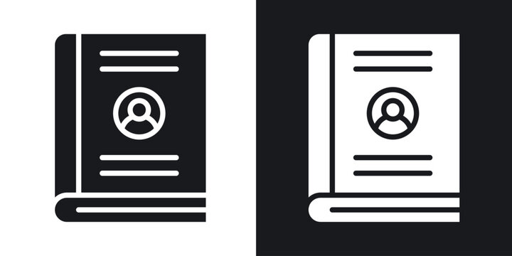 Biography icons in solid black and white collection