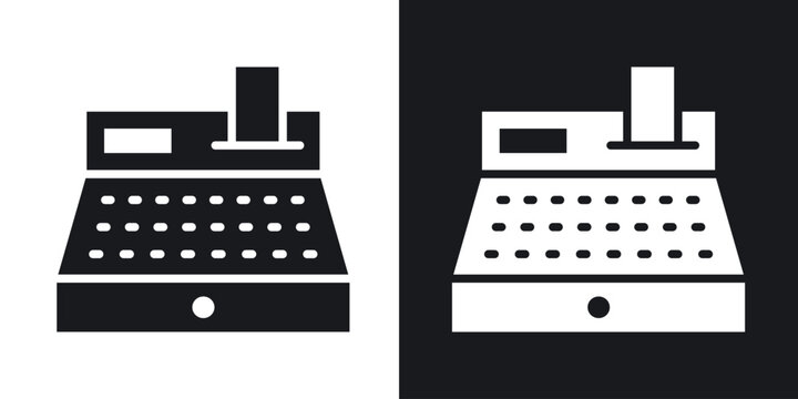 Cash register icons in solid black and white collection