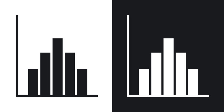 Chart histogram icons in solid black and white collection