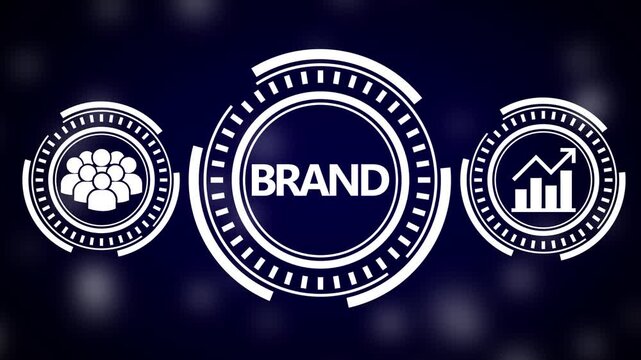 Digital brand strategy and growth analytics hud interface animation branding marketing business