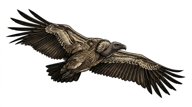 Soaring condor vulture bird vector illustration isolated on white background