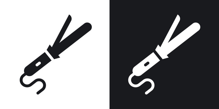 Hair curler icons in solid black and white collection