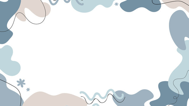 Abstract blue and grey fluid shapes background with white empty copy space