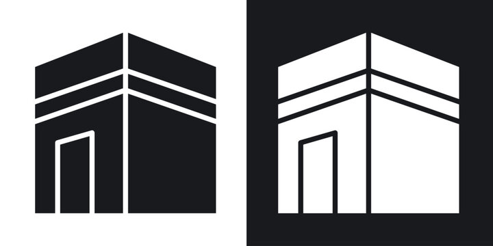 Kaaba icons in solid black and white collection