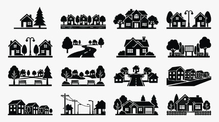 Obraz premium Neoclassical Residential House Sketches Collection.