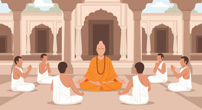 Guru purnima celebration with spiritual mentor and devoted disciples