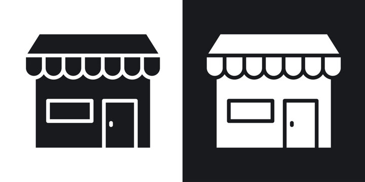 Local store icons in solid black and white collection