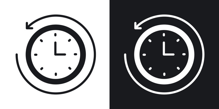 Past time icons in solid black and white collection