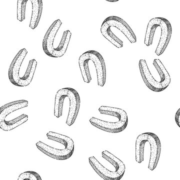 seamless pattern neodymium magnet hand drawn. lodestone polarity, field attraction, repulsion gauss neodymium magnet black sketch illustration