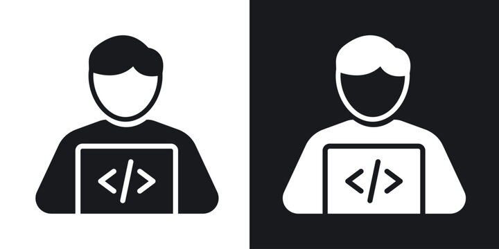 Programmer icons in solid black and white collection