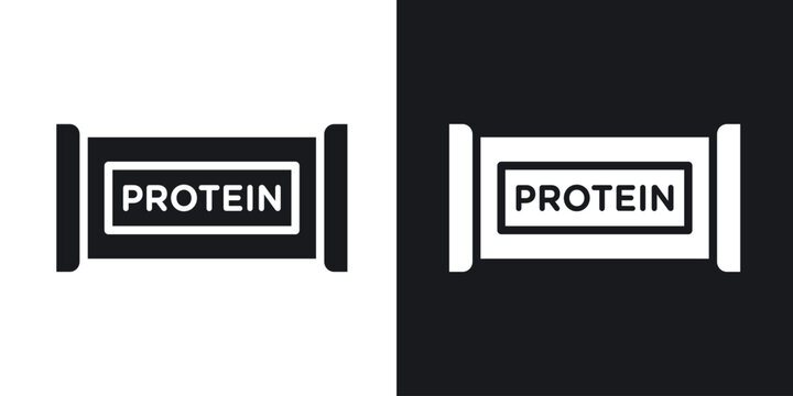 Protein bar icons in solid black and white collection
