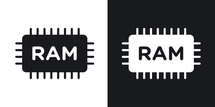 RAM memory icons in solid black and white collection