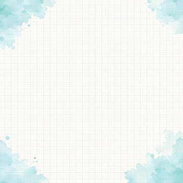Aqua Watercolor Grid Paper Background Template