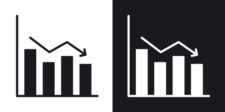 Reduction chart icons in solid black and white collection
