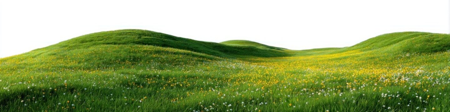 Lush green hills with flowers