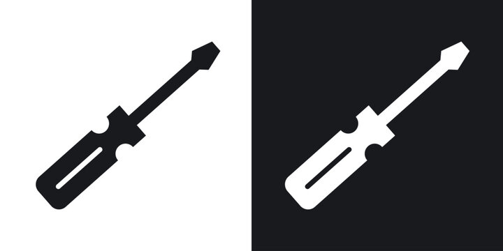 Screwdriver icons in solid black and white collection