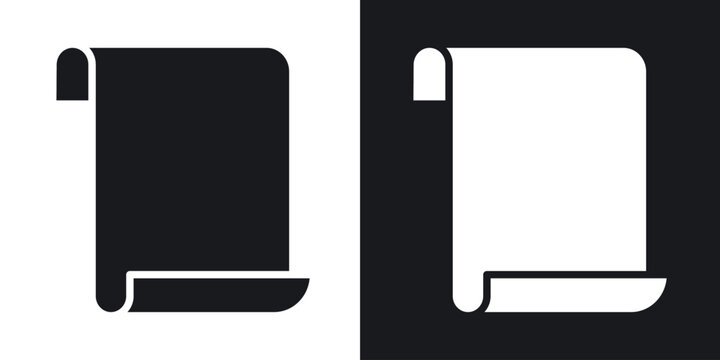 Scroll paper icons in solid black and white collection
