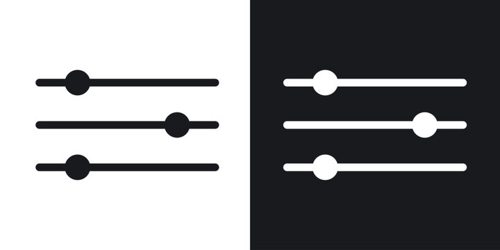 Settings sliders icons in solid black and white collection