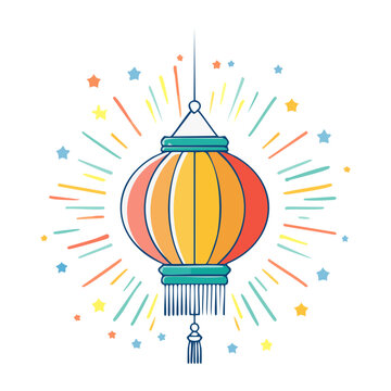 Flat design hot air balloon with fire and basket