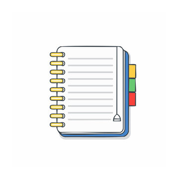 Flat design spiral notebook with colored tabs