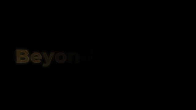 Close-up of a black and gold text logo on dark background with glowing effect
