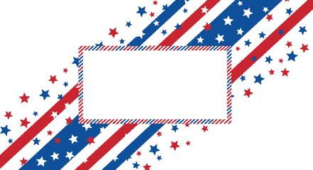 Obraz premium Stars and stripes frame design features a central rectangular area for text against a patriotic background.