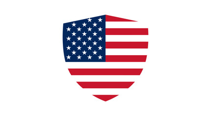 Fototapeta premium 4th july Independents day American flag, shield icon, USA patriotism, red white blue isolated on White Background Editorial EPS