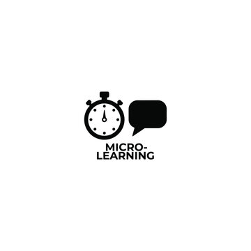 Stopwatch and speech bubble icon a flat silhouette representing micro learning concepts on a white background timer chronometer timekeeping clock