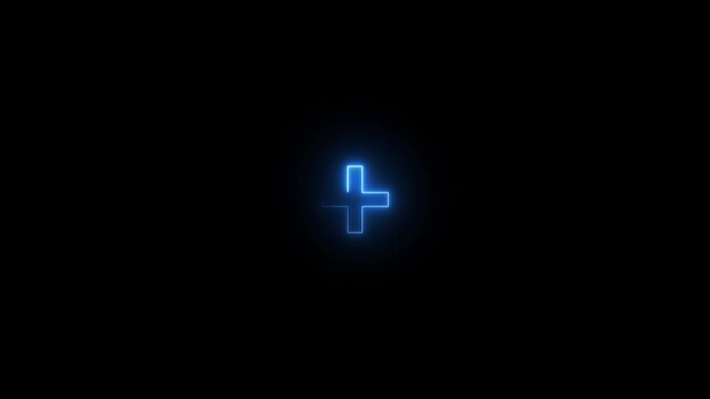 Glowing Neon Plus Icon Animation Symbol of Positivity, Wellness & Self-Care .4k motion graphics video animation
