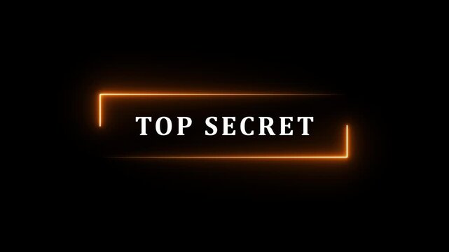 Glowing neon rectangle Top secret grunge stamp symbol 3d editable text effect.4k motion graphics video animation